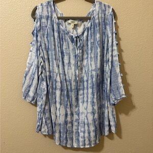 Blue Tie-Dye Women's Top size 2XL